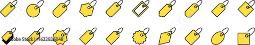 Yellow Price Tag Filled Color Icon Set. Minimalistic Linear Pictogram for Web and Graphic Design, Apps, Banners, Social Network and Cards