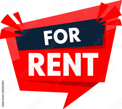 Vector art of for rent sign isolated on white background
