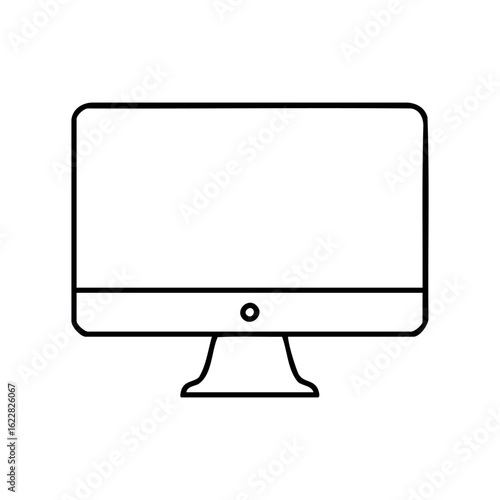 Minimalist line art of a computer monitor displaying blank screen – stock vector icon in line style