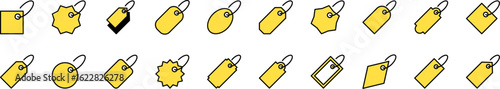 Yellow Price Tag Filled Color Icon Pack. Minimalistic Linear Pictogram for Web and Graphic Design, Apps, Banners, Social Network and Cards