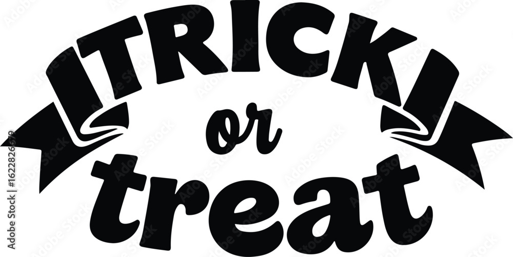 Obraz premium Trick or Treat Halloween Sign with Bold Black Text on White Background