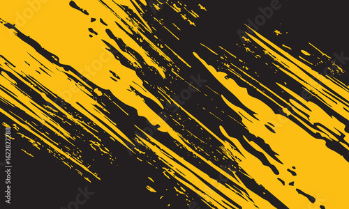 Abstract yellow grunge brush stroke background on black surface