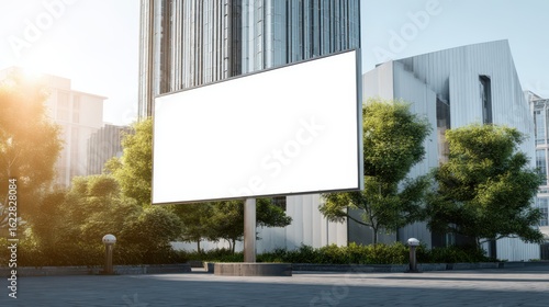 Wallpaper Mural a blank billboard in front of a modern building with sunlight, a mockup template Torontodigital.ca