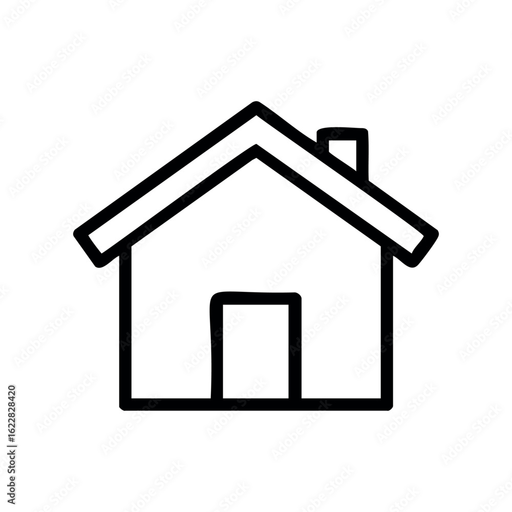 Simple line art of a house with a door and window illustration – stock vector icon in line style Simple line art of a house with a door and window illustration – stock vector icon in line style