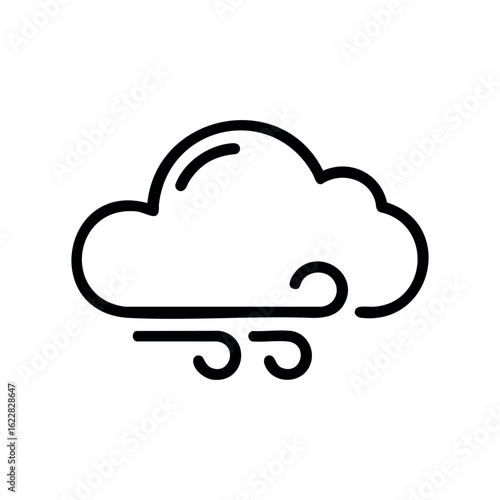 Minimalist cloud with storm icon representing windy and rainy weather – stock vector icon in line style