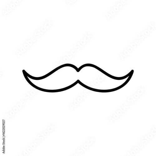 Simple line drawing of a classic curved moustache design – stock vector icon in line style