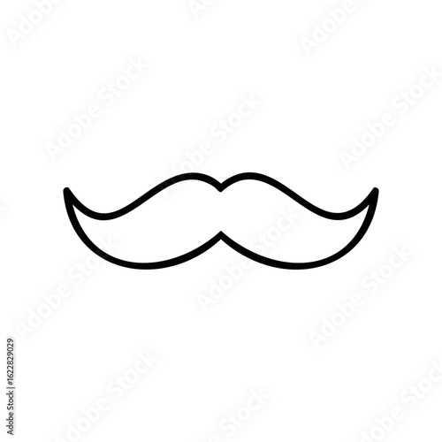 Simple minimalist line drawing of a classic moustache – stock vector icon in line style