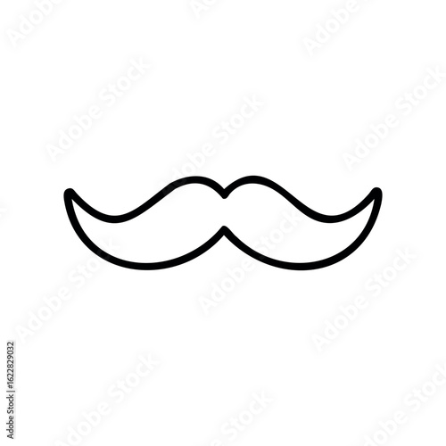 Minimalist outline of a classic mustache design – stock vector icon in line style