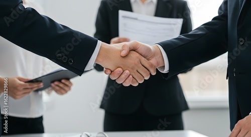 Wallpaper Mural Business Partnership Agreement, Professional Handshake Moment, Successful Deal Closing, Teamwork and Collaboration, Trust in Business Relationships. Torontodigital.ca