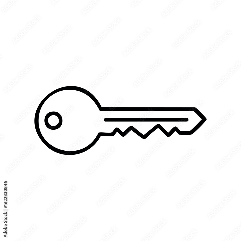 Simple outline of a key – stock vector icon in line style Simple outline of a key – stock vector icon in line style