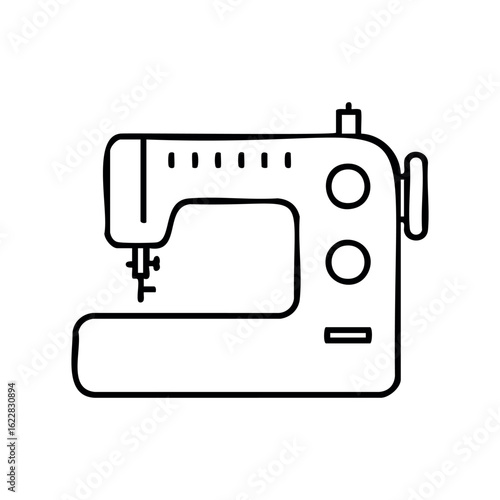 Outline of a sewing machine with simple design and functionality – stock vector icon in line style