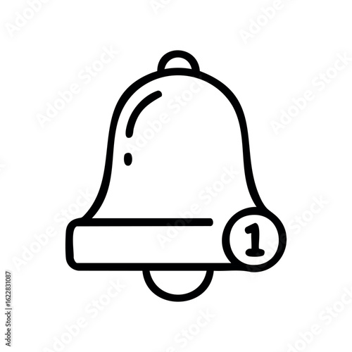 Notification bell icon with alert symbol for updates and messages – stock vector icon in line style