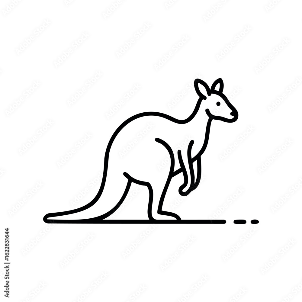 Obraz premium Line drawing of a kangaroo in minimalist style – stock vector icon in line style