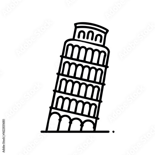 Iconic leaning tower of pisa line art illustration of famous italian landmark – stock vector icon in line style