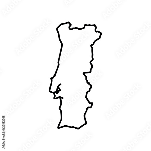 Outline map of portugal with clear borders and simple design – stock vector icon in line style