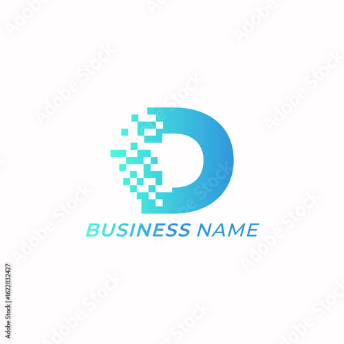 design logo creative letter D and pixel