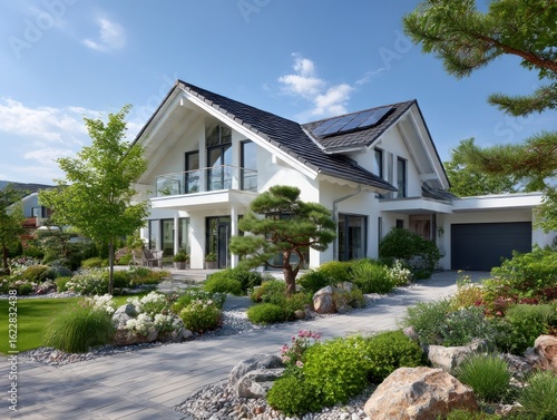 Modern house with landscaped garden