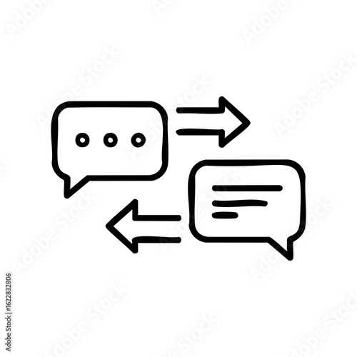 Chat communication icon with arrows indicating message exchange – stock vector icon in line style