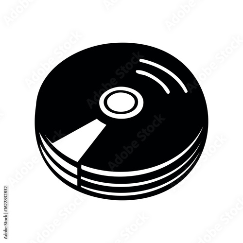 Stack of compact discs with visible reflection – stock vector icon in line style