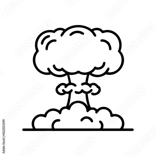Line art of nuclear explosion with mushroom cloud – stock vector icon in line style