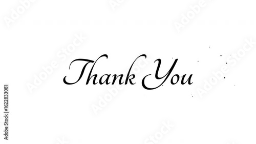 Thank You calligraphy text animation on white background. Perfect for use in greeting videos, end credits, appreciation messages, social media content, and event invitations.