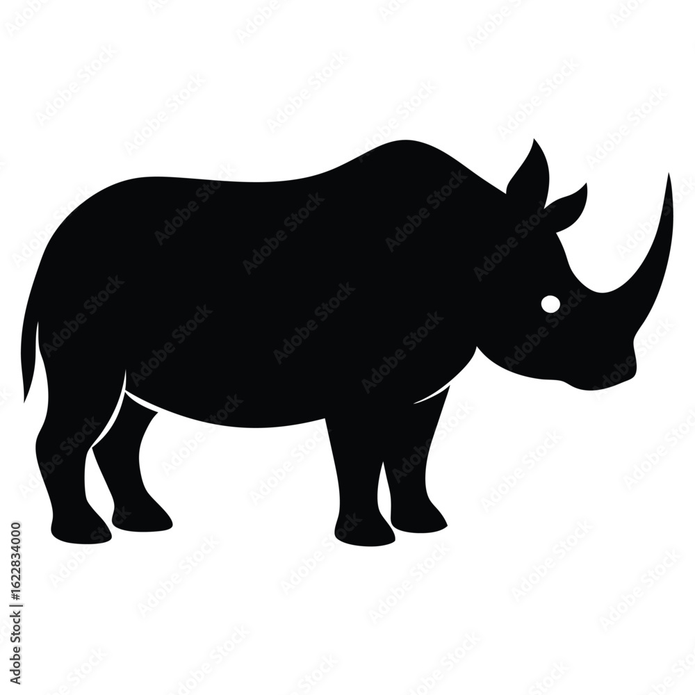Obraz premium Black rhinoceros silhouette with white eye animal