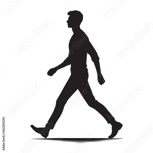 Dynamic running human silhouette in motion