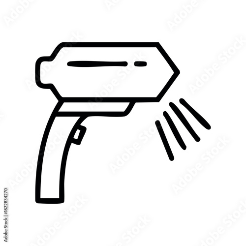Outline of a laser gun blaster icon with light beams – stock vector icon in line style