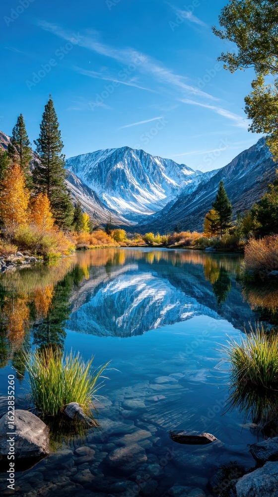 Obraz premium Mountain lake autumn reflection