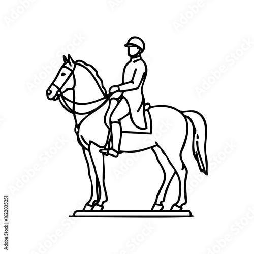 Equestrian male riding horse outline art – stock vector icon in line style