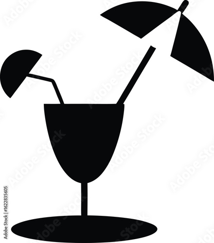 A colorful illustration of an icy cocktail with lemon and olive, a symbol of a festive bar party