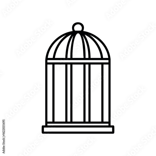 Minimalist birdcage line art with dome shape – stock vector icon in line style