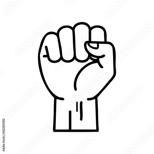 Outline of a raised fist symbolizing power and unity – stock vector icon in line style