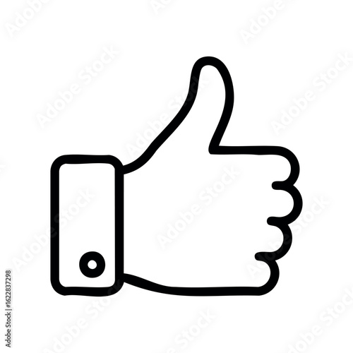 Outline of a thumbs up hand gesture for approval or agreement – stock vector icon in line style