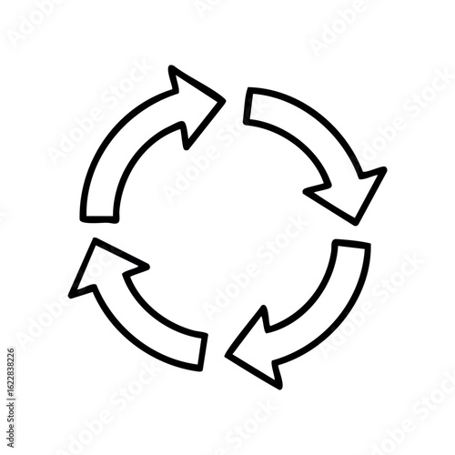 Free Download Black and white recycling arrows in a circle design – stock vector icon in line style - GFXLoad