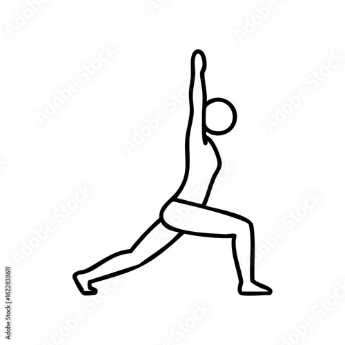 Outline of person in warrior yoga pose – stock vector icon in line style