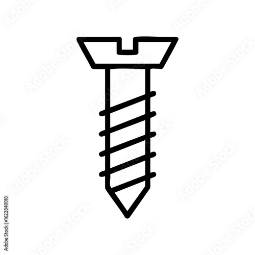 Line drawing of a metal screw with threaded design – stock vector icon in line style