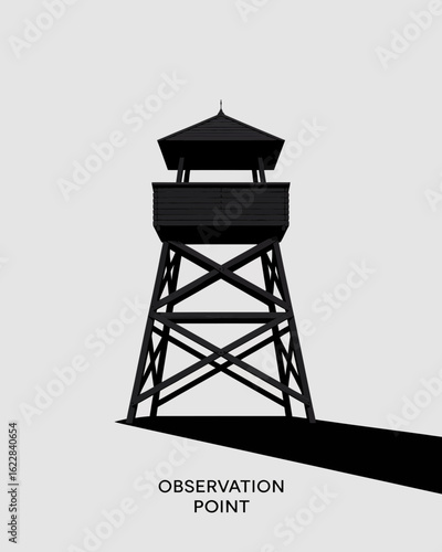 watchtower, tower, structure, illustration, design, observation, lookout, architecture, silhouette, black, building, wooden, outdoor, security, landmark, observation tower, shelter, lookout point, gua