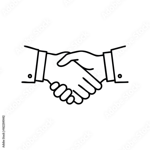 Business handshake drawing: professional agreement and partnership symbol – stock vector icon in line style