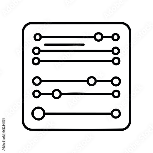 Minimalist icon of sound equalizer with multiple adjustable sliders – stock vector icon in line style