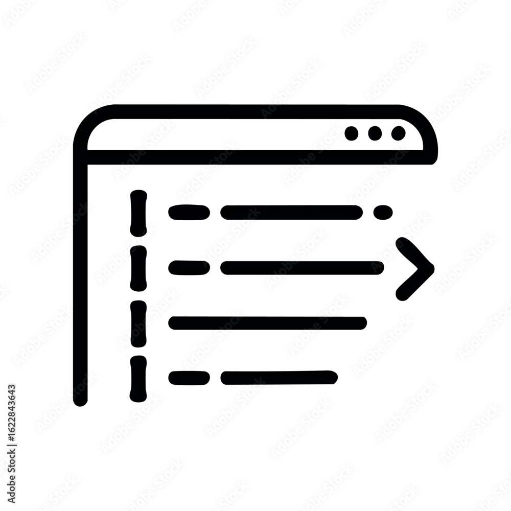 Minimalist icon of a web browser interface with navigation elements – stock vector icon in line style Minimalist icon of a web browser interface with navigation elements – stock vector icon in line style