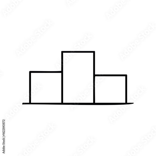 Minimalist bar chart illustration with three unequal columns – stock vector icon in line style