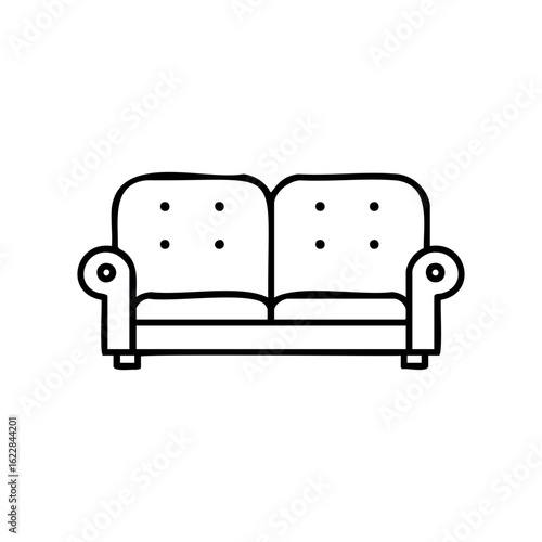 Comfortable two-seater sofa outline in minimalist style – stock vector icon in line style