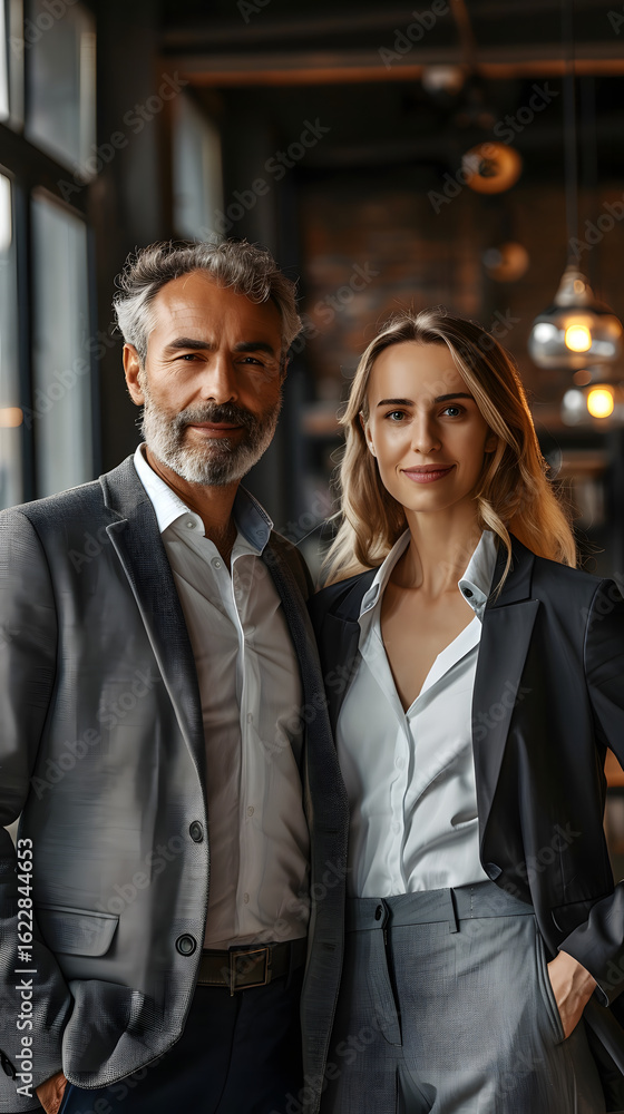 Confident business team standing in modern office Confident business team standing in modern office