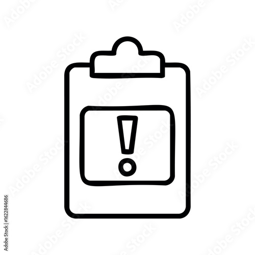 Clipboard icon with exclamation mark alert symbol – stock vector icon in line style
