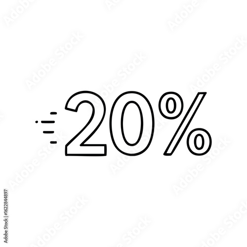 20 percent discount symbol with speed lines for promotions and sales – stock vector icon in line style