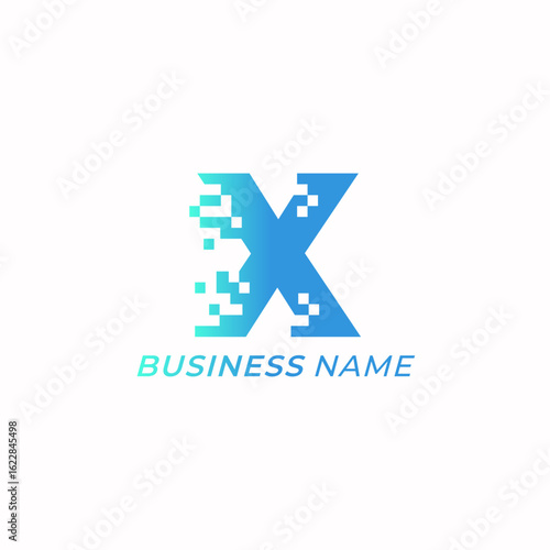 design logo creative letter X and pixel