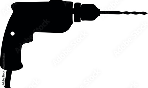 electric drill silhouette, drill machine black icon, drill isolated