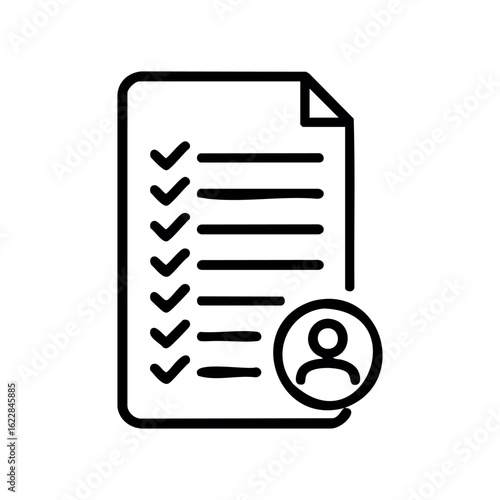 Document checklist with user icon – stock vector icon in line style