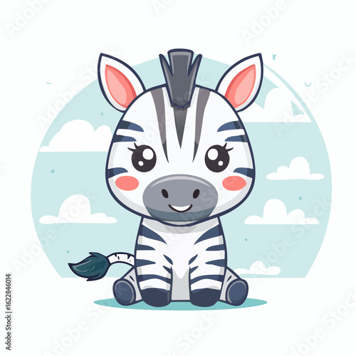 Chibi-Zebra – niedliches Cartoon-Tier im Kawaii-Stil als Vektorillustration
